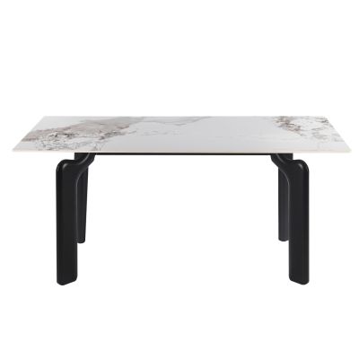 DINING TABLE DALLE HM18479.03 MDF TOP IN WHITE MARBLE--METAL LEGS IN BLACK 180x90x76Hcm.