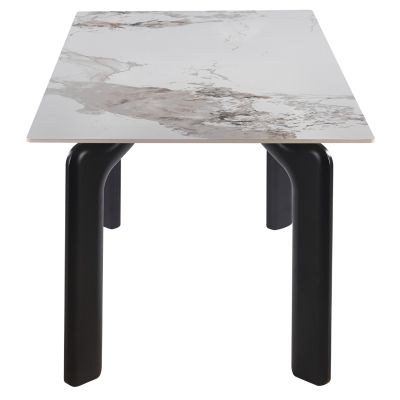 DINING TABLE DALLE HM18479.03 MDF TOP IN WHITE MARBLE--METAL LEGS IN BLACK 180x90x76Hcm.