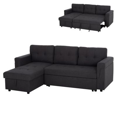 CORNER SOFA-BED REVERSIBLE SAL HM3310.11 DARK GREY FABRIC 213x136x84Hcm