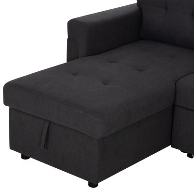 CORNER SOFA-BED REVERSIBLE SAL HM3310.11 DARK GREY FABRIC 213x136x84Hcm