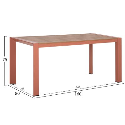 OUTDOOR DINING TABLE GOYA HM6059.08 ALUMINUM IN TERRACOTTA & POLYWOOD 160X80Χ75Hcm.