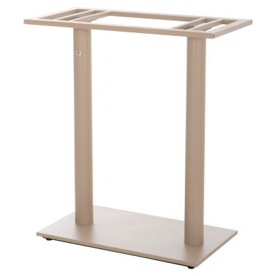 BAR TABLE BASE MED.HEIGHT 2-COLUMN HM478.25 METAL IN CAPPUCCINO MATTE 80x40x90Hcm.