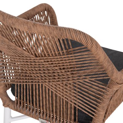 ARMCHAIR OUTDOORS TOPIN HM6048.01 ALUMINUM WHITE-P.E. RATTAN LIGHT BROWN-CUSHION GREY 58x60x83Hcm