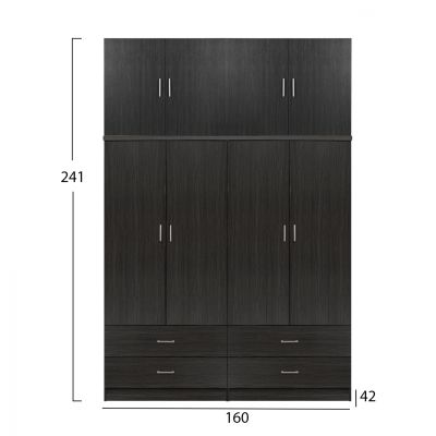 Set 2 pieces Wardrobe 4 leaf with loft Zebrano 160x42x241 HM11352.01