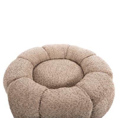 SET SWIVELLING ARMCHAIR WITH ROUND STOOL GRYMM HM10928.08 BROWNISH BEIGE BOUCLE FABRIC