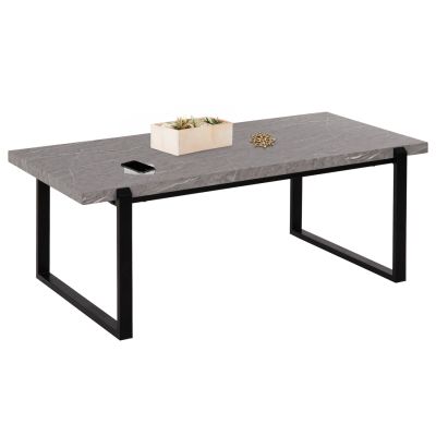 COFFEE TABLE SHABEN HM9585.02 MDF IN GREY MARBLE TABLETOP-BLACK METAL BASE 120x60X46Hcm.