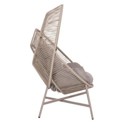 ARMCHAIR NEST-TYPE RULER HM6506.02 MOCHA COLORED STEEL-P.E.RATTAN--GREY CUSHIONS 90x85x154Hcm