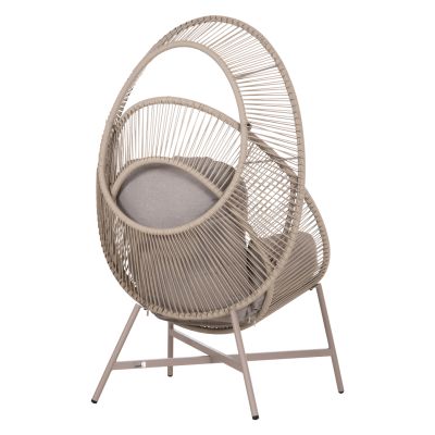 ARMCHAIR NEST-TYPE RULER HM6506.02 MOCHA COLORED STEEL-P.E.RATTAN--GREY CUSHIONS 90x85x154Hcm