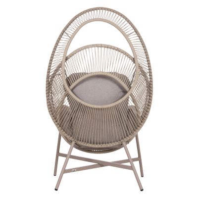 ARMCHAIR NEST-TYPE RULER HM6506.02 MOCHA COLORED STEEL-P.E.RATTAN--GREY CUSHIONS 90x85x154Hcm