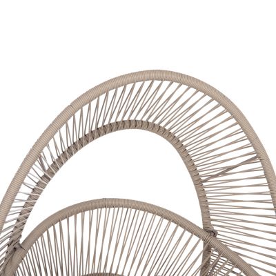 ARMCHAIR NEST-TYPE RULER HM6506.02 MOCHA COLORED STEEL-P.E.RATTAN--GREY CUSHIONS 90x85x154Hcm