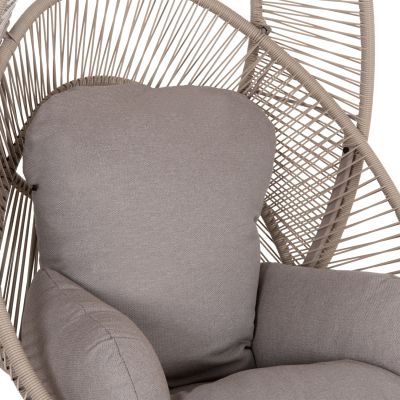 ARMCHAIR NEST-TYPE RULER HM6506.02 MOCHA COLORED STEEL-P.E.RATTAN--GREY CUSHIONS 90x85x154Hcm
