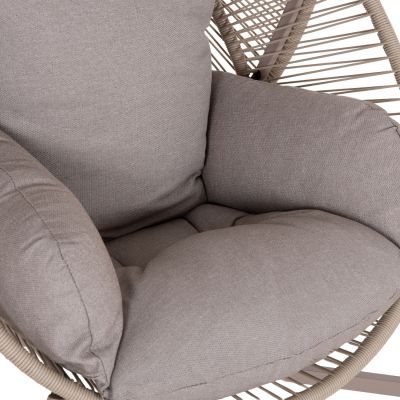 ARMCHAIR NEST-TYPE RULER HM6506.02 MOCHA COLORED STEEL-P.E.RATTAN--GREY CUSHIONS 90x85x154Hcm
