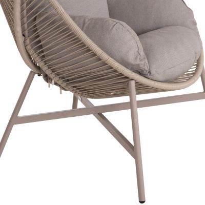 ARMCHAIR NEST-TYPE RULER HM6506.02 MOCHA COLORED STEEL-P.E.RATTAN--GREY CUSHIONS 90x85x154Hcm