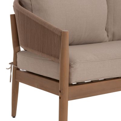 OUTDOOR LOUNGE SET 4PCS KANU HM6416 ACACIA WOOD-METAL FRAME-ROPE -- BEIGE