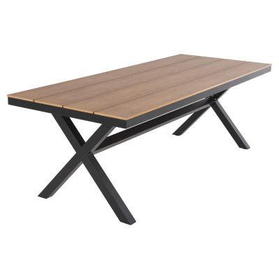 ALUMINUM RECTANGULAR TABLE TAWNEE HM6039.01 ANTHRACITE-POLYWOOD IN NATURAL WOOD 219,5x89,5x73cm.