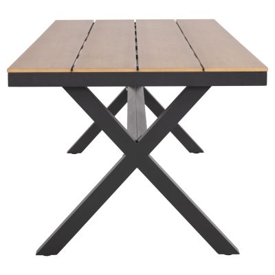 ALUMINUM RECTANGULAR TABLE TAWNEE HM6039.01 ANTHRACITE-POLYWOOD IN NATURAL WOOD 219,5x89,5x73cm.