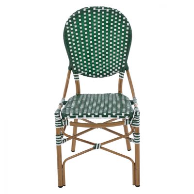 ALUMINUM CHAIR BAMBOO LOOK WITH WICKER GREEN WHITE HM5792.01 47x55x98 cm.