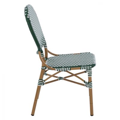 ALUMINUM CHAIR BAMBOO LOOK WITH WICKER GREEN WHITE HM5792.01 47x55x98 cm.