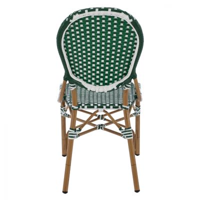 ALUMINUM CHAIR BAMBOO LOOK WITH WICKER GREEN WHITE HM5792.01 47x55x98 cm.