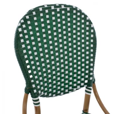 ALUMINUM CHAIR BAMBOO LOOK WITH WICKER GREEN WHITE HM5792.01 47x55x98 cm.