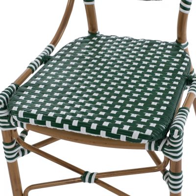 ALUMINUM CHAIR BAMBOO LOOK WITH WICKER GREEN WHITE HM5792.01 47x55x98 cm.