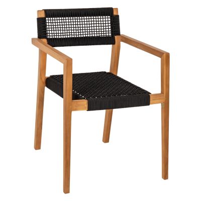 ARMCHAIR CHARLOTTE HM9637.02 TEAK WOOD & BLACK ROPE--B'RATED 59x54x83Hcm.