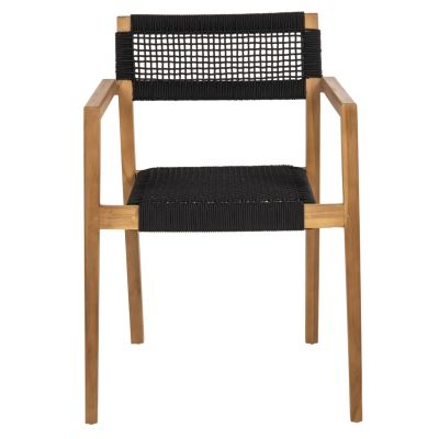 ARMCHAIR CHARLOTTE HM9637.02 TEAK WOOD & BLACK ROPE--B'RATED 59x54x83Hcm.