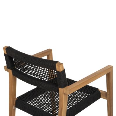 ARMCHAIR CHARLOTTE HM9637.02 TEAK WOOD & BLACK ROPE--B'RATED 59x54x83Hcm.