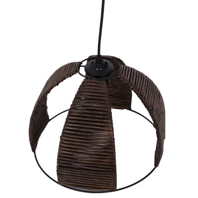 CEILING PENDANT METAL CAP WITH WOODEN STRIPS Φ30x83Hcm.HM7703.01
