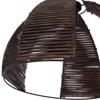 CEILING PENDANT METAL CAP WITH WOODEN STRIPS Φ30x83Hcm.HM7703.01
