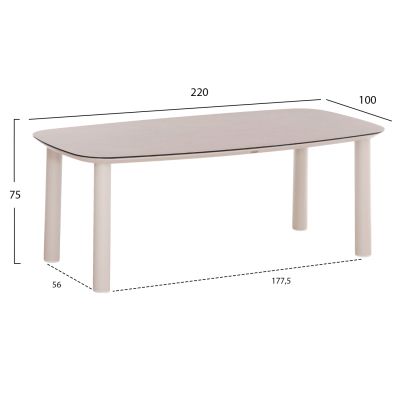 OUTDOOR DINING SET 7PCS SENTI HM10908.02 ALUMINUM IN CREAM WHITE & BEIGE OLEFIN CUSHION COVERS