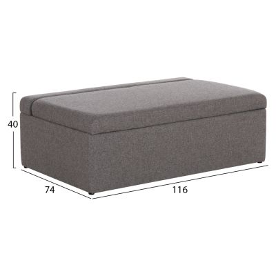 STOOL WITH FOLDING BUNK BED & MATTRESS INGE HM3343.01 GREY FABRIC 116x74x40Hcm.