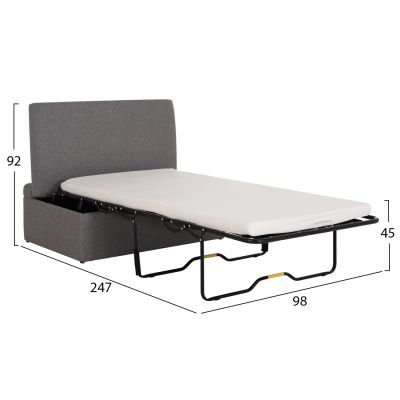 STOOL WITH FOLDING BUNK BED & MATTRESS INGE HM3343.01 GREY FABRIC 116x74x40Hcm.