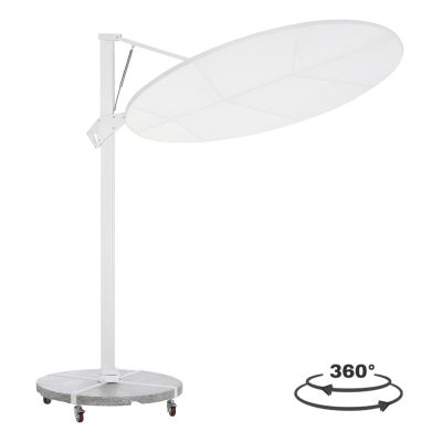 UMBRELLA WITH GROUND BASE SERIES CANNOPY HM21285.02 ALUMINUM & GRANITE--WHITE COLOR Φ2.2m