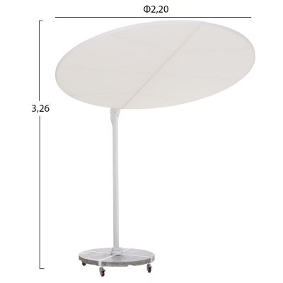 UMBRELLA WITH GROUND BASE SERIES CANNOPY HM21285.02 ALUMINUM & GRANITE--WHITE COLOR Φ2.2m