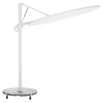 UMBRELLA WITH GROUND BASE SERIES CANNOPY HM21285.02 ALUMINUM & GRANITE--WHITE COLOR Φ2.2m