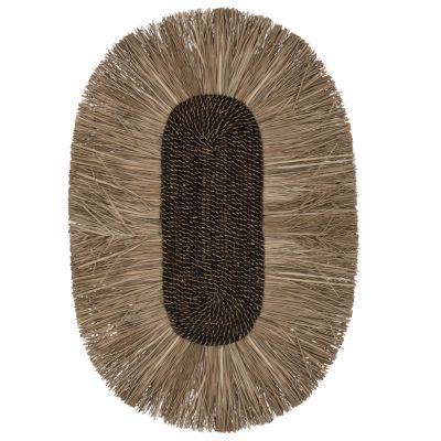 WALL DECOR OVAL MADE OF GRASS AND ABACA FIBERS IN NATURAL-BLACK COLOR 50x5x75Hcm.HM7794