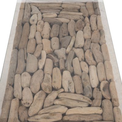 COFFEE TABLE RECTANGULAR SPARROW HM18366 DRIFTWOOD--GLASS 105x45x47Hcm.