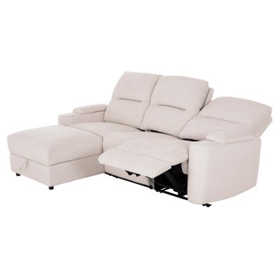 LEFT CORNER SOFA SYNTHIA HM3308.01L RECLINE & STORAGE SPACE--BEIGE FABRIC 245x170x98Hcm.