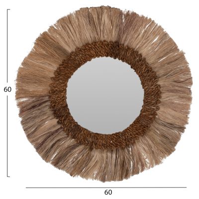 ОГЛЕДАЛО КРЪГЛА РАМКА ОТ ВЛАКНА АБАКА В ЕСТЕСТВЕН ЦВЯТ 60x4,5x60Hcm.HM7731
