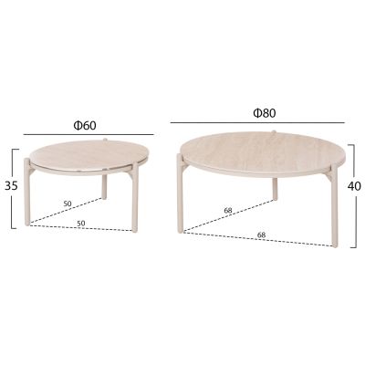 OUTDOOR LOUNGE SET 5PCS MEMFIS HM6470.02 ALUMINUM-ROPE-CERAMIC TOP--APRICOT
