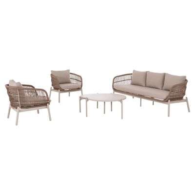 OUTDOOR LOUNGE SET 5PCS MEMFIS HM6470.02 ALUMINUM-ROPE-CERAMIC TOP--APRICOT