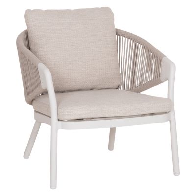 LOUNGE ALUMINUM CHAIR XANTION HM6471.02 WITH ROPE & CUSHIONS--WHITE 71.5x77x78Hcm.