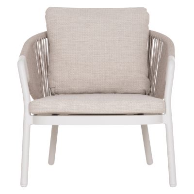LOUNGE ALUMINUM CHAIR XANTION HM6471.02 WITH ROPE & CUSHIONS--WHITE 71.5x77x78Hcm.