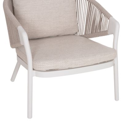 LOUNGE ALUMINUM CHAIR XANTION HM6471.02 WITH ROPE & CUSHIONS--WHITE 71.5x77x78Hcm.