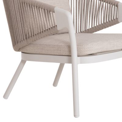 LOUNGE ALUMINUM CHAIR XANTION HM6471.02 WITH ROPE & CUSHIONS--WHITE 71.5x77x78Hcm.