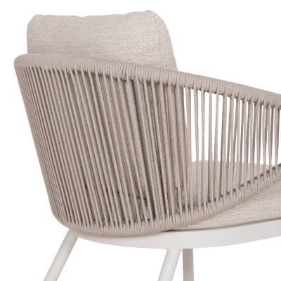 LOUNGE ALUMINUM CHAIR XANTION HM6471.02 WITH ROPE & CUSHIONS--WHITE 71.5x77x78Hcm.