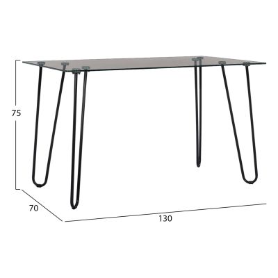 GLASS DINING TABLE JAALA FB99011 METALLIC LEGS 130X70X75