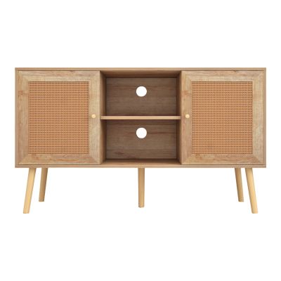 TV STAND MELAMINE COLM RATTAN DOORS HM9223.11 NATURAL COLOR 120x39x57Hcm.