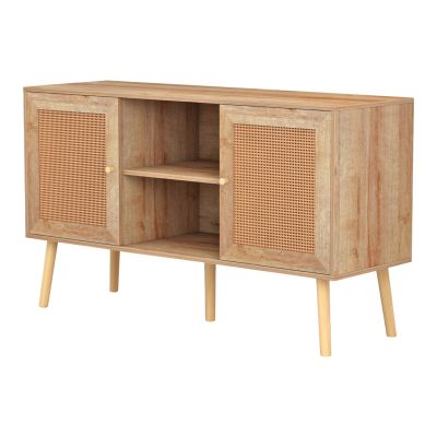 TV STAND MELAMINE COLM RATTAN DOORS HM9223.11 NATURAL COLOR 120x39x57Hcm.
